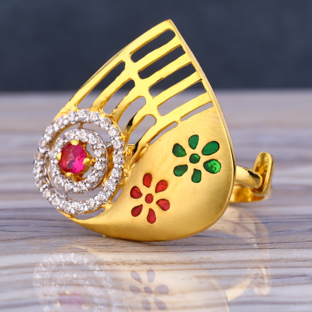 916 Gold Ladies Hallmark Delicate Long Ring LLR231