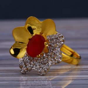 916 Gold Ladies Classic Long Ring LLR221