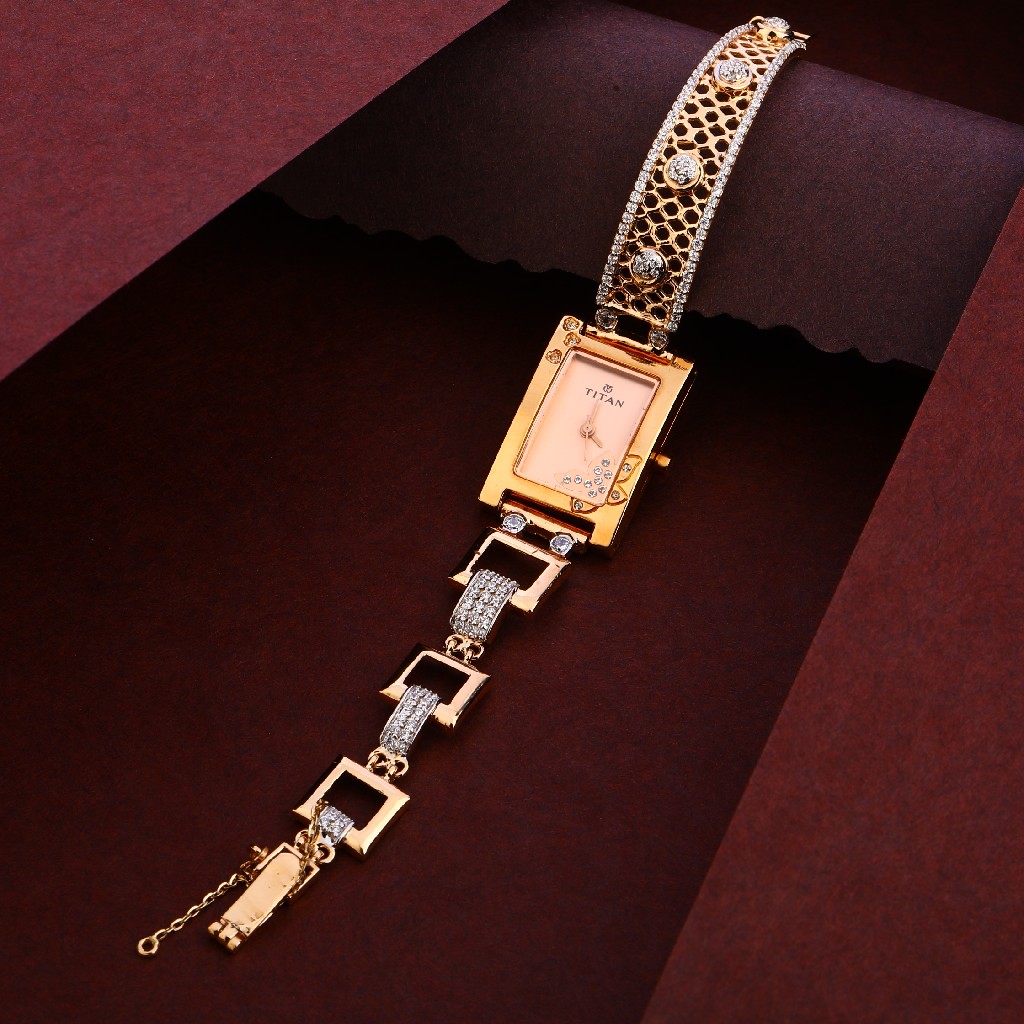 750 Cz Rose Gold Hallmark Fancy Women's Watch RLW242