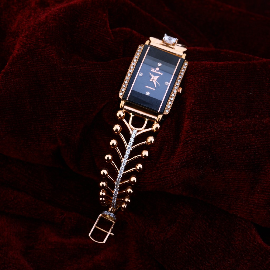 750 Rose Gold Designer Cz Ladies Watch RLW172