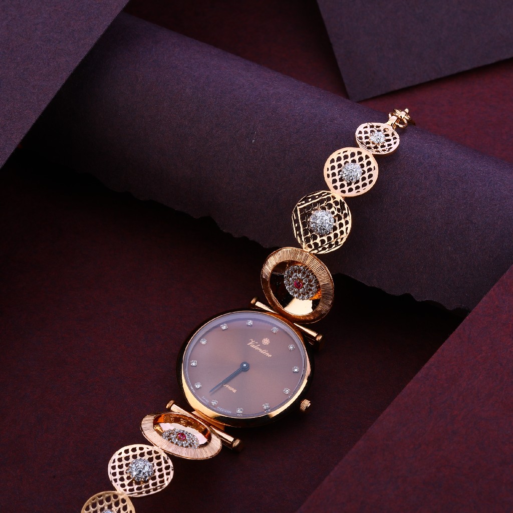 18KT Cz Women's Fancy Rose Gold Watch RLW251 - Image 3