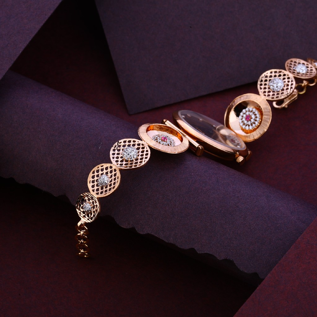 18KT Cz Women's Fancy Rose Gold Watch RLW251 - Image 2