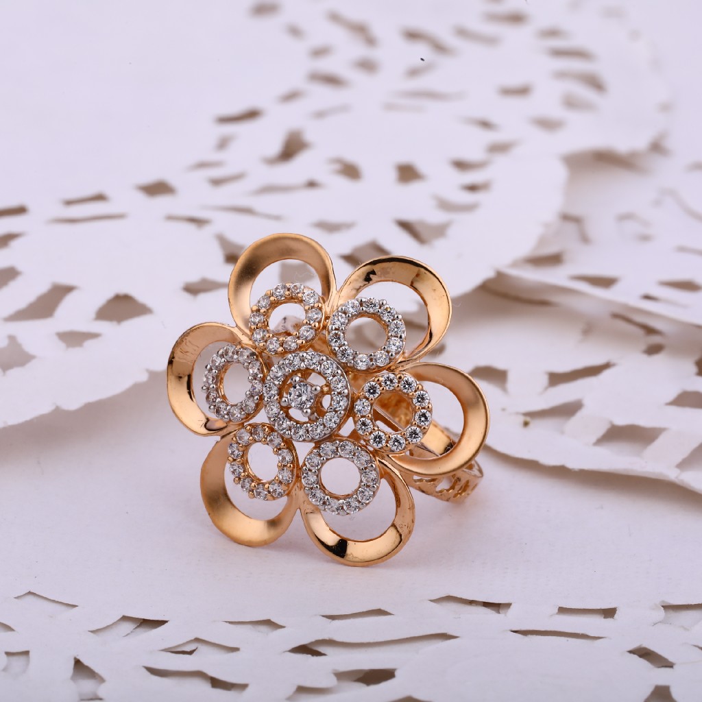 750 Women's CZ Stylish Hallmark Rose Gold ring RLR545