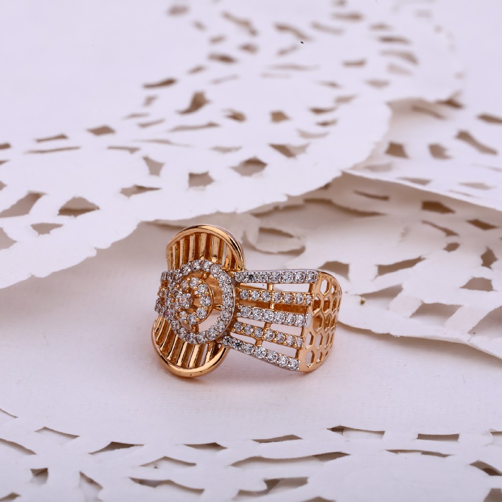 750 Women's CZ Delicate Hallmark Rose Gold ring RLR549