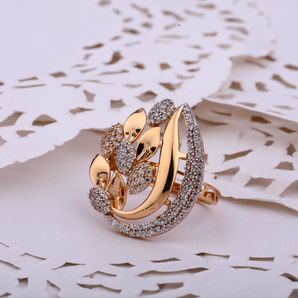 750 Women's CZ Designer Hallmark Rose Gold ring RLR550