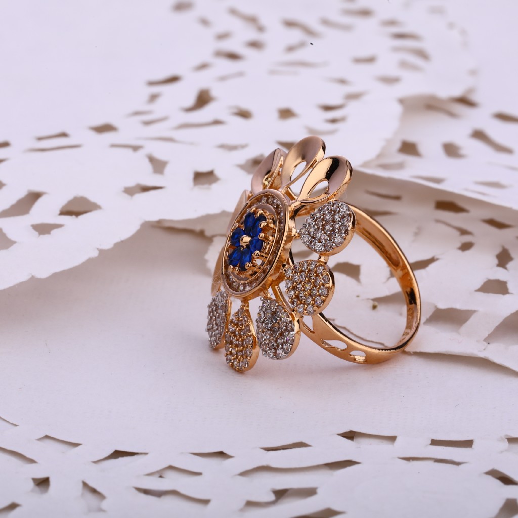 750 Women's CZ Hallmark Rose Gold ring RLR552 - Image 2