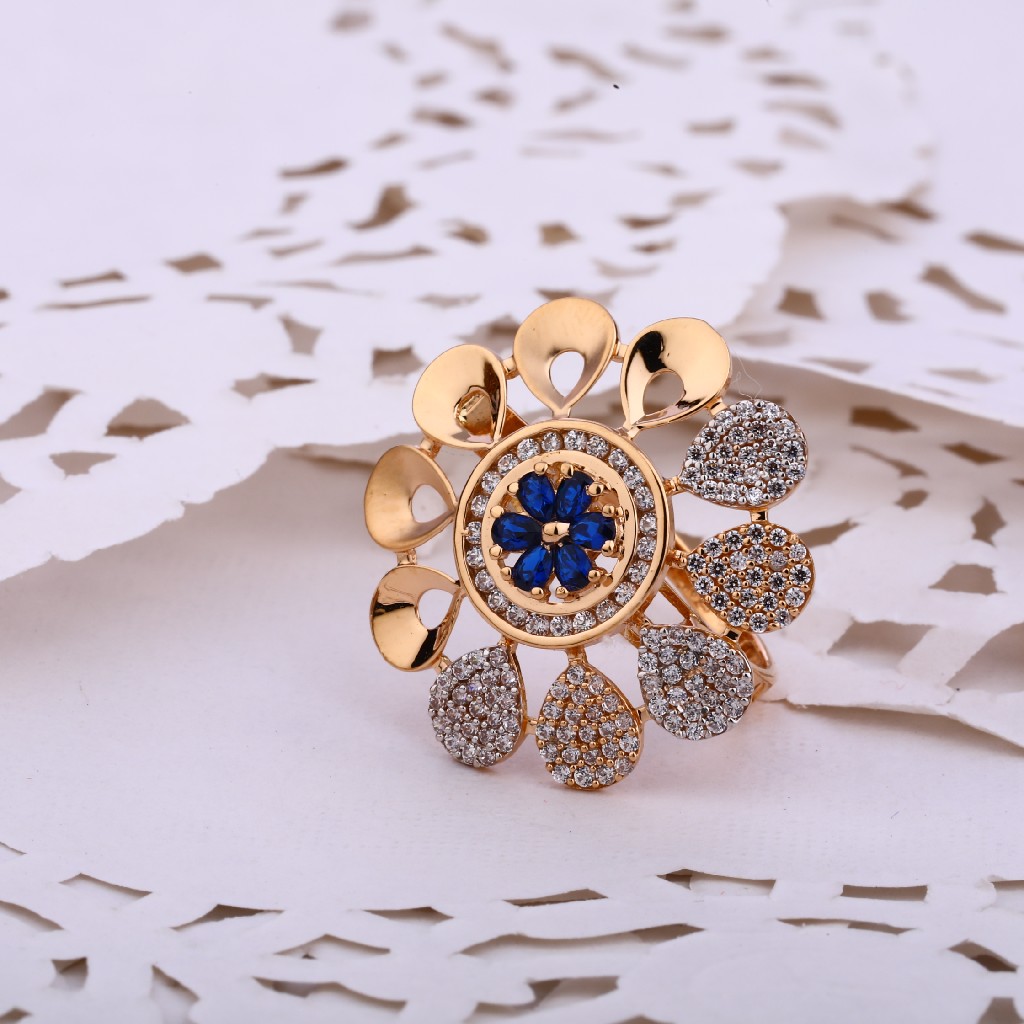 750 Women's CZ Hallmark Rose Gold ring RLR552