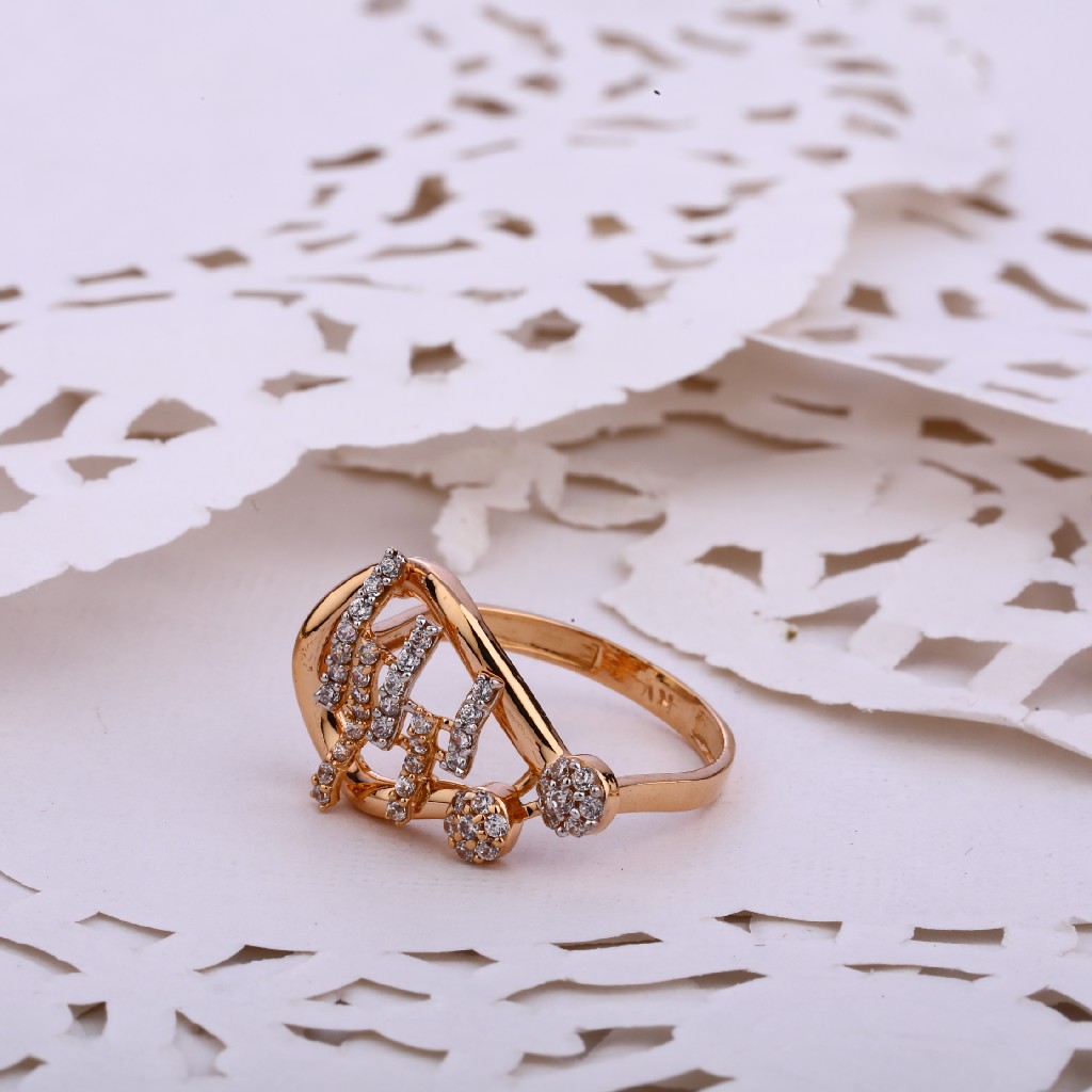750 Ladies CZ Stylish Rose Gold ring RLR553