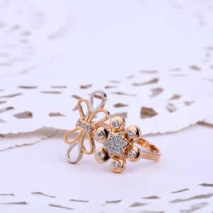 750 Ladies CZ Fancy Rose Gold ring RLR555