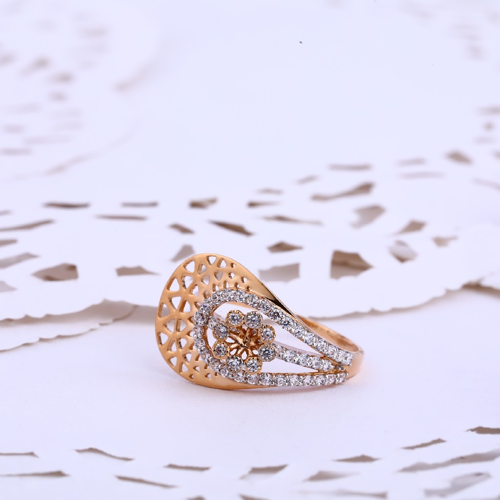 750 Ladies CZ Exclusive Rose Gold ring RLR556