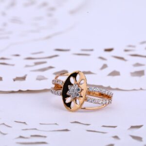 18CT Rose Gold cz Classic Ladies ring RLR575
