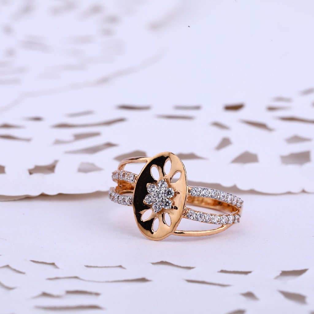 18CT Rose Gold cz Classic Ladies ring RLR575