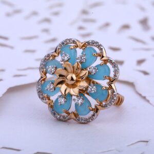 18kt CZ Rose Gold Designer Women's Ring RLR506