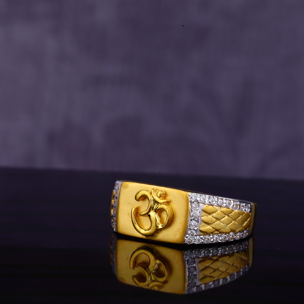 22KT CZ Hallmark Stylish Gold men's God Ring MGR144