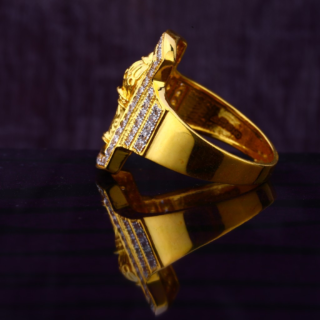 22KT CZ Hallmark Exclusive Gold men's God Ring MGR127 - Image 2