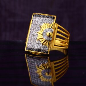 22KT CZ Hallmark Delicate Gold men's God Ring MGR126
