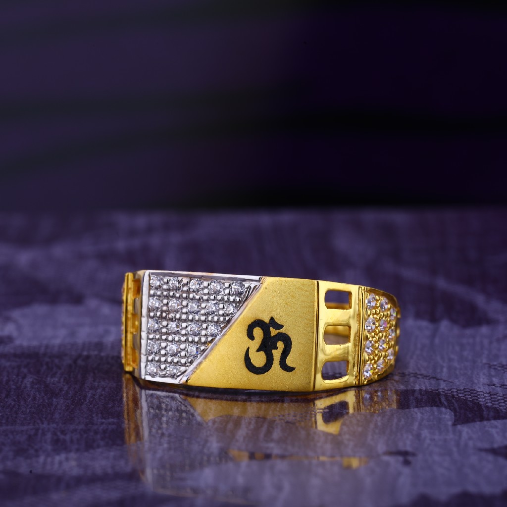 22KT CZ Gold Delicate men's God Ring MGR145