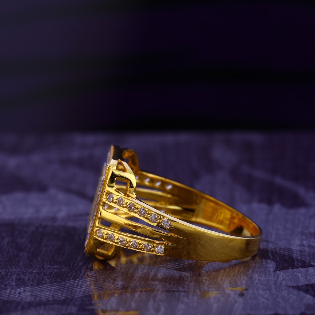 916 CZ Gold Hallmark Stylish Gent's God Ring MGR148 - Image 2