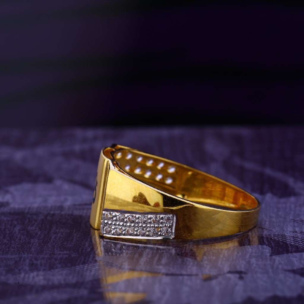916 CZ Gold Hallmark Delicate Gent's God Ring MGR153 - Image 2