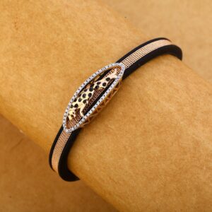 18CT Men's Rose Gold Classic  Leather  Bracelet MLB244