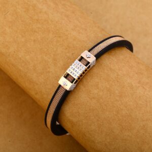 18KT Rose Gold Hallmark Delicate Leather Gent's Bracelet MLB250