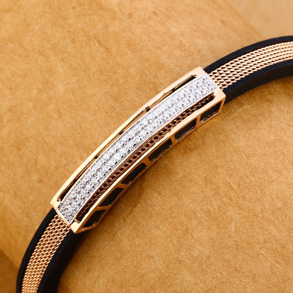 18KT Rose Gold Hallmark Classic Leather Gent's Bracelet MLB252 - Image 2