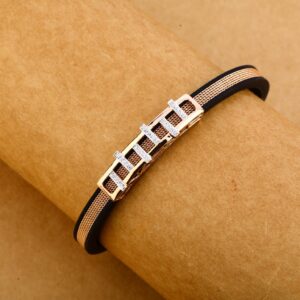18KT Rose Gold Hallmark Leather Gent's Bracelet MLB253