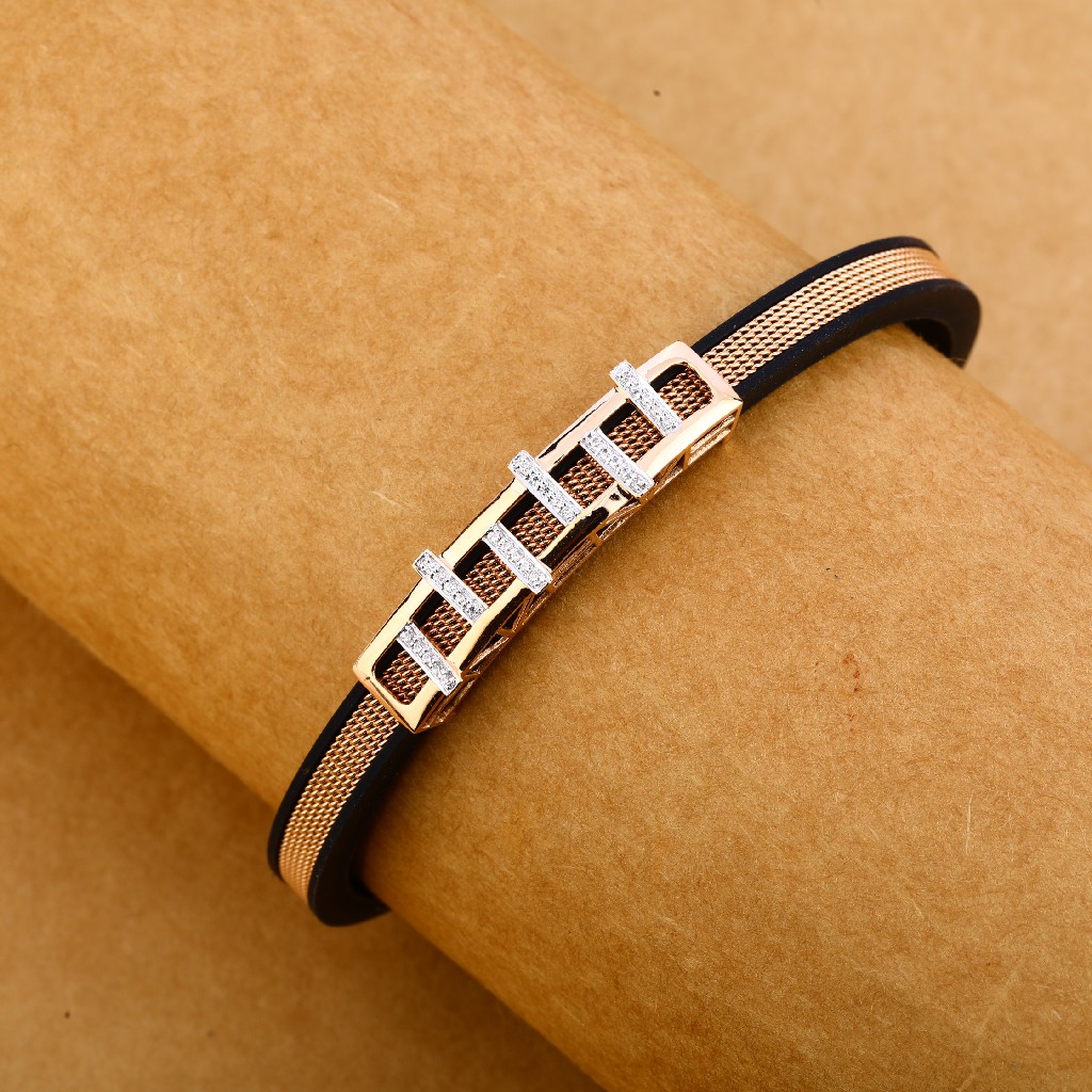 18KT Rose Gold Hallmark Leather Gent's Bracelet MLB253