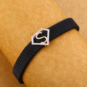 18KT Cz Rose Gold Classic Leather Men's Bracelet MLB260