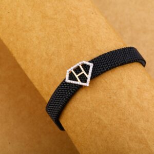 18KT Cz Rose Gold Leather Men's Bracelet MLB261