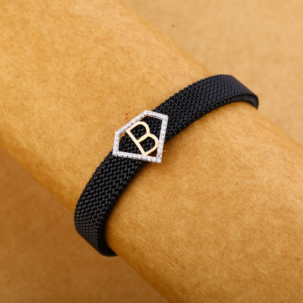 750 Rose Gold Cz Fancy Hallmark Leather Bracelet MLB265