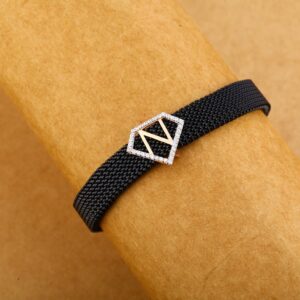 750 Rose Gold Cz Exclusive Hallmark Leather Bracelet MLB266