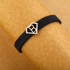 750 Rose Gold Cz Designer Hallmark Leather Bracelet MLB267