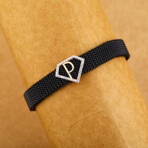 750 Rose Gold Cz Hallmark Leather Bracelet MLB269