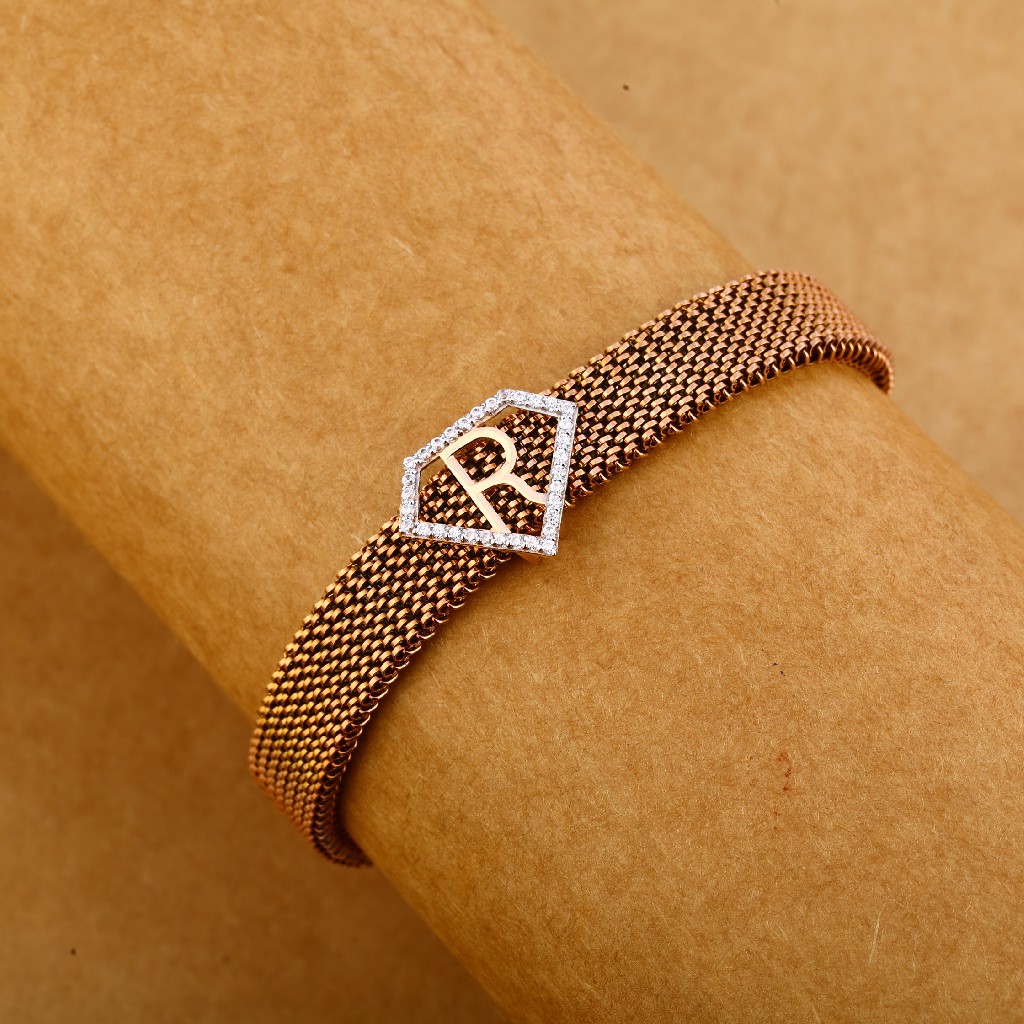 750 Rose Gold Men's Exclusive Leather Bracelet MLB277