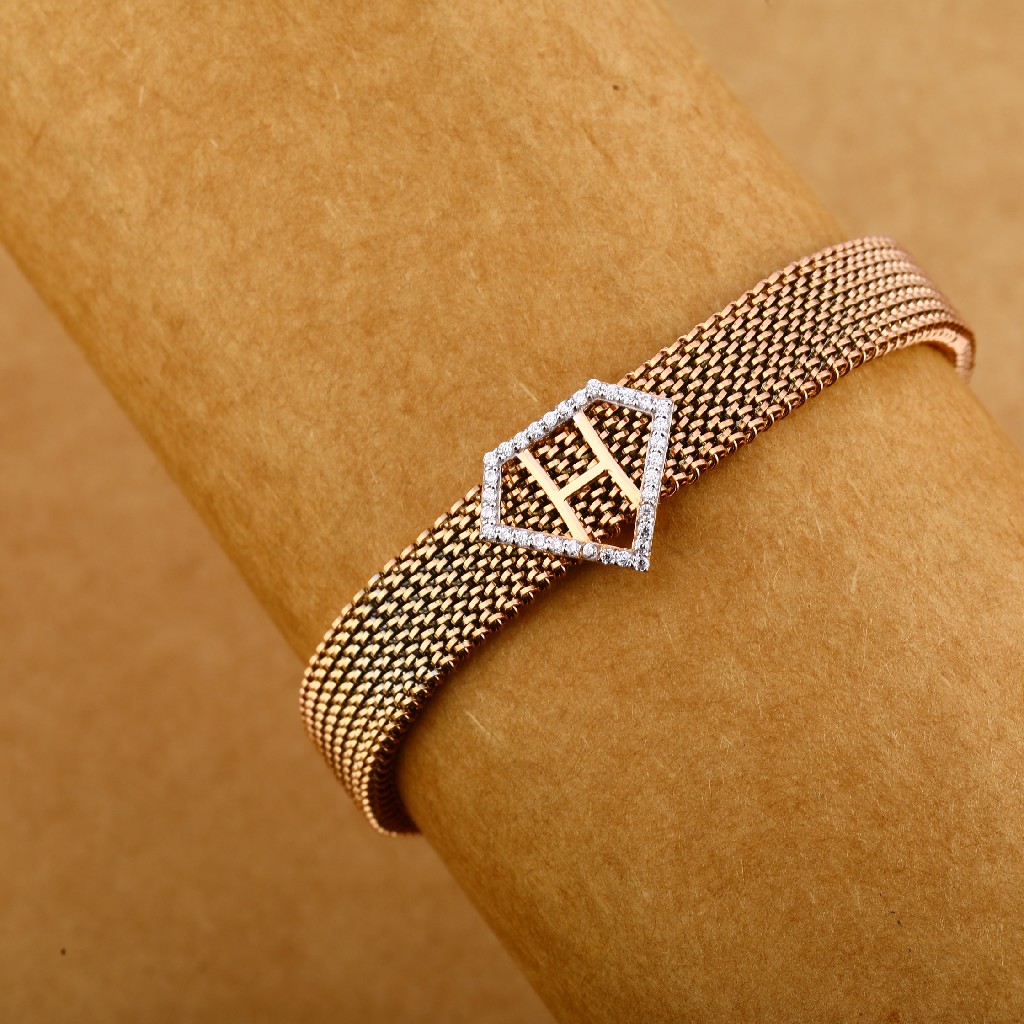 750 Rose Gold Men's Delicate Leather Bracelet MLB276