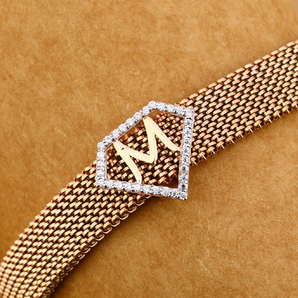 750 Rose Gold Men's Designer Leather Bracelet MLB275 - Image 3