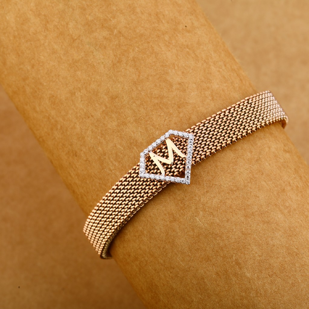 750 Rose Gold Men's Designer Leather Bracelet MLB275