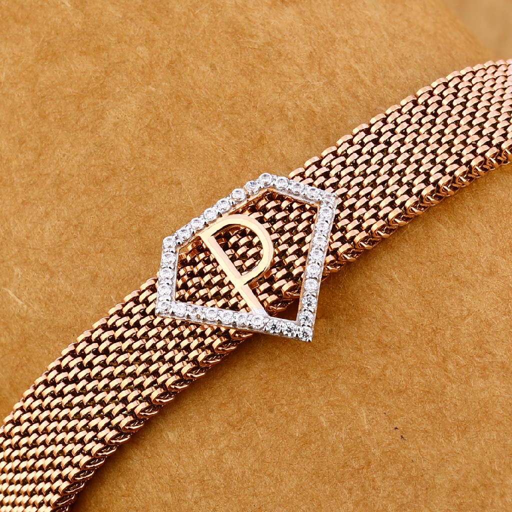 750 Rose Gold Men's Classic Leather Bracelet MLB278 - Image 2