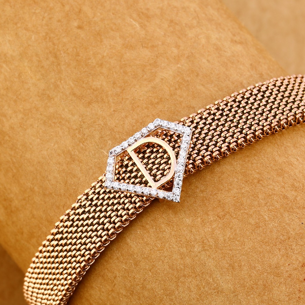 750 Rose Gold Men's Leather Bracelet MLB279 - Image 3