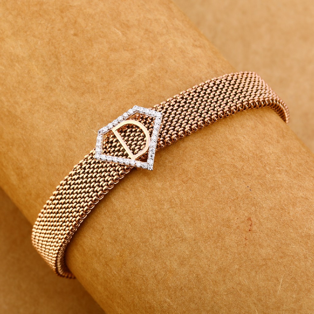 750 Rose Gold Men's Leather Bracelet MLB279