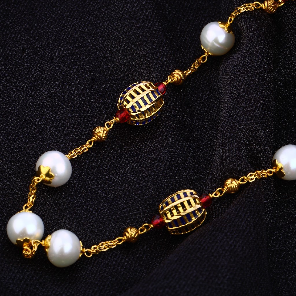 916 Gold Hallmark Stylish Antique Chain Mala AC189 - Image 2