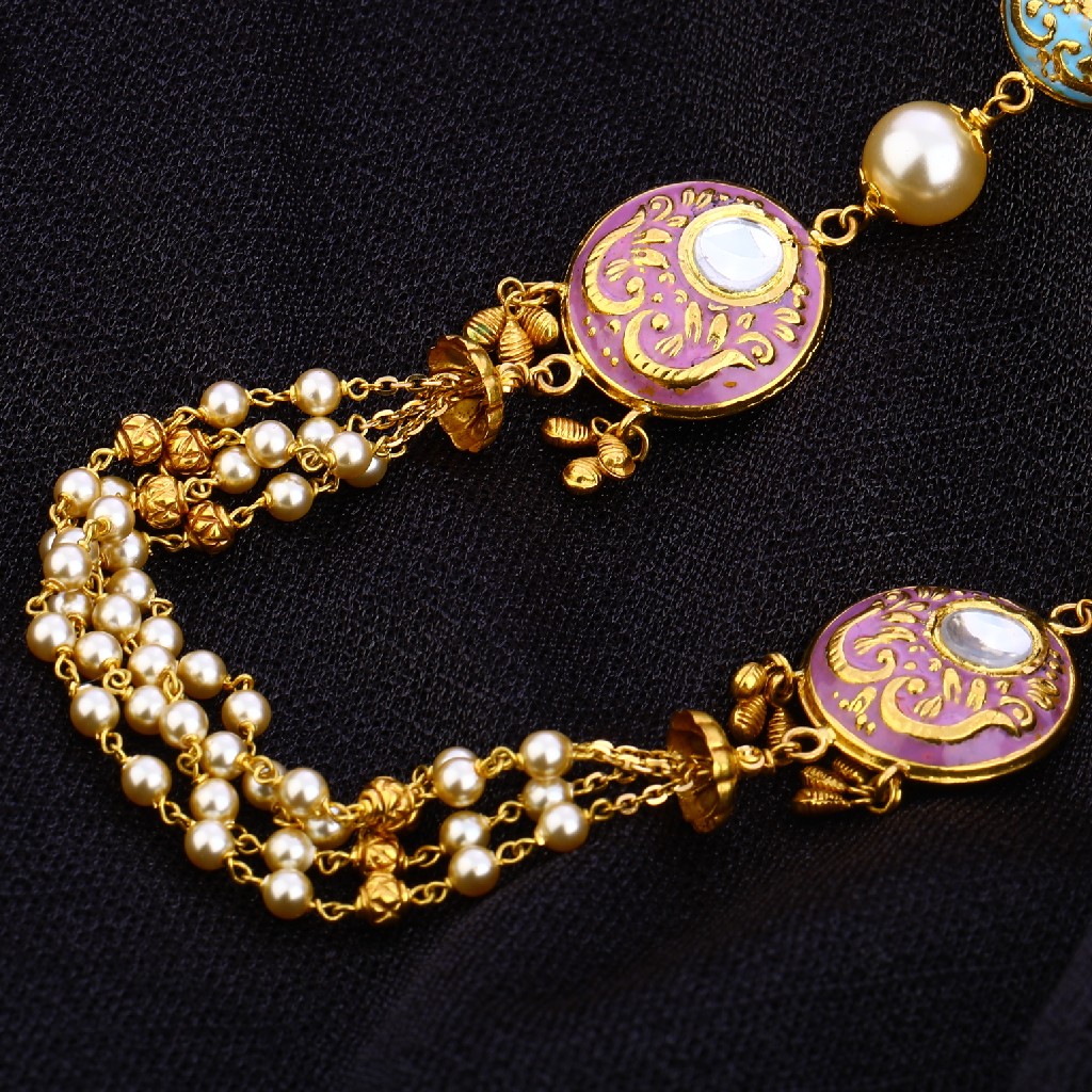 916 Gold Hallmark Designer Antique Chain Mala AC195 - Image 2