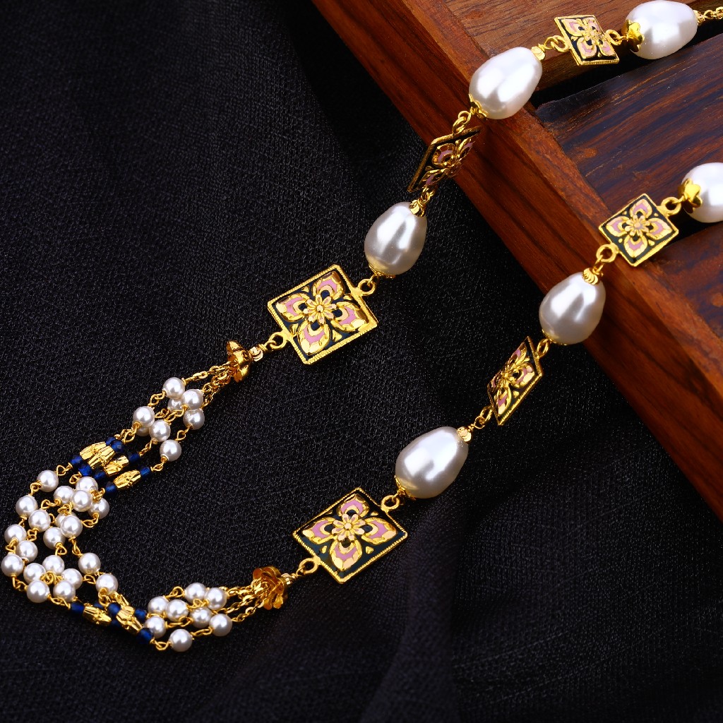 916 gold hallmark antique chain mala ac19