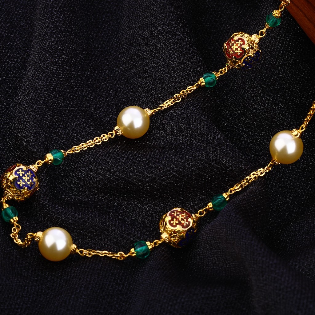 916 Gold Hallmark Antique Chain Mala AC198 - Image 2