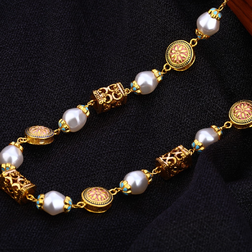 916 Gold Antique Delicate Women's Chain Mala AC201 - Image 2