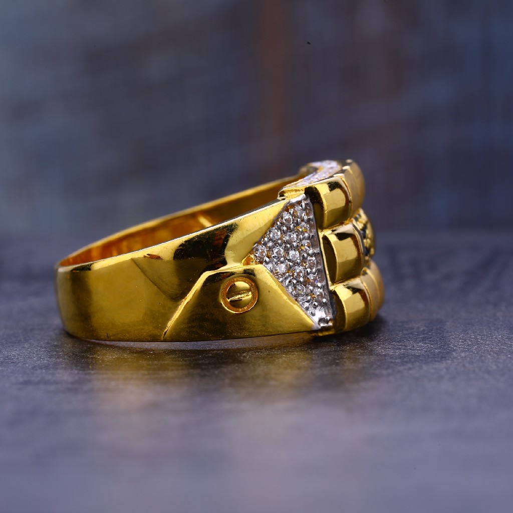 916 Gold Cz Hallmark Gent's Ring MR660 - Image 3