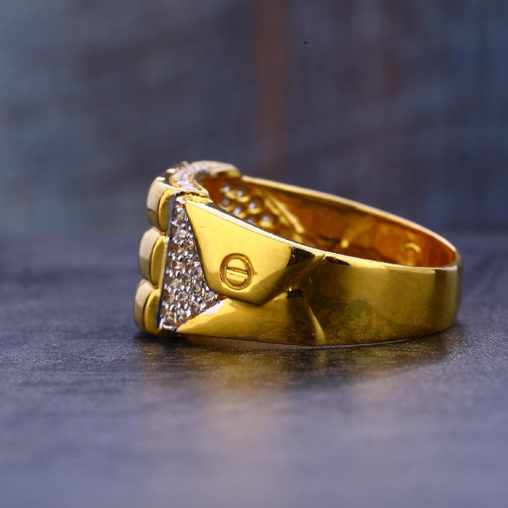 916 Gold Cz Hallmark Gent's Ring MR660 - Image 2