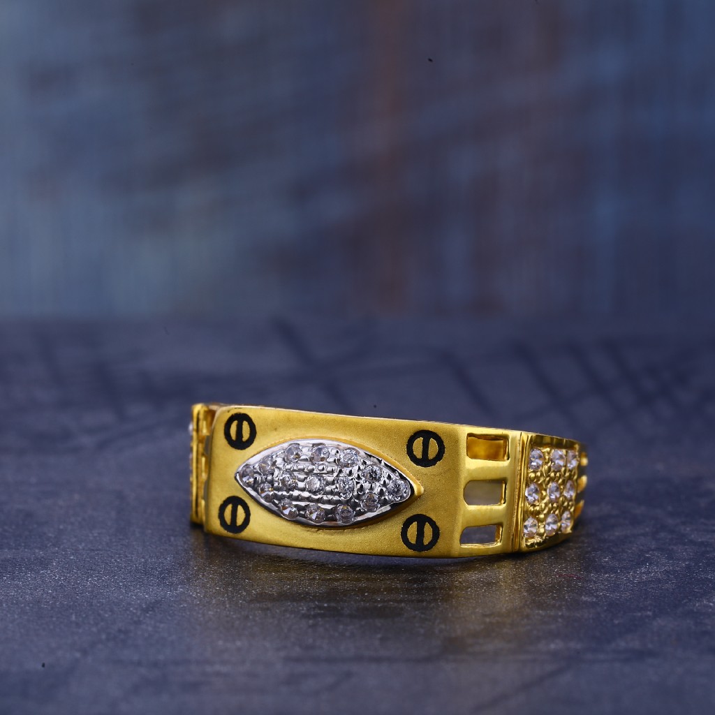 22CT Cz Gold Hallmark Fancy men's Ring MR698