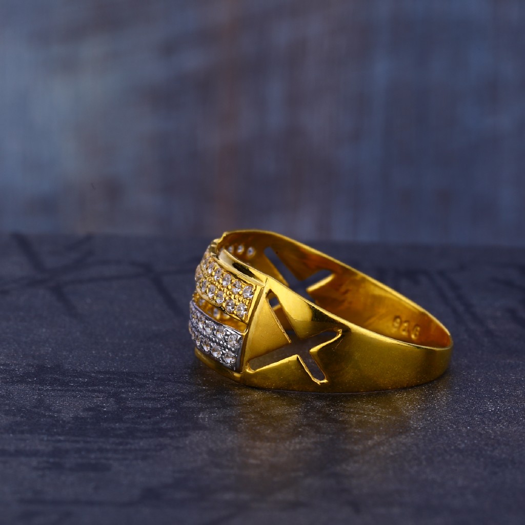916 Gold Cz Fancy Hallmark Mens Ring MR697 - Image 2